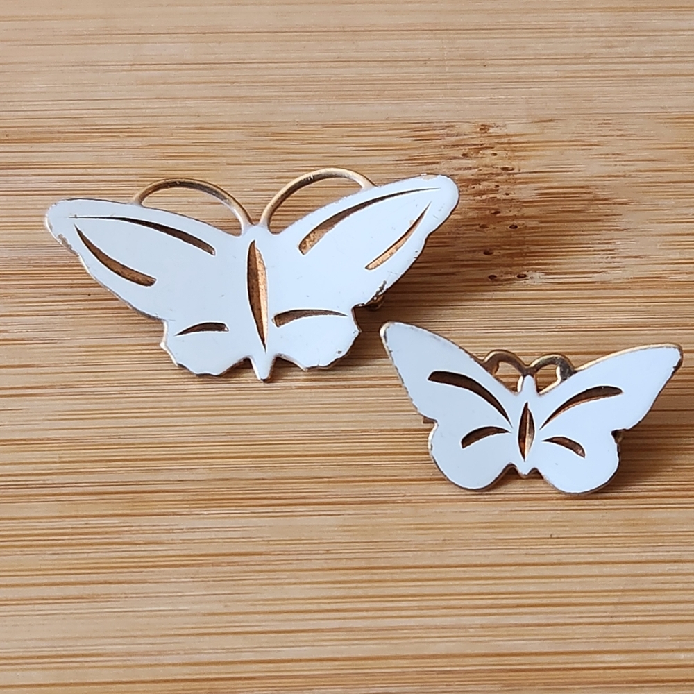 Vintage White Butterfly Pins